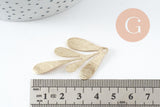 Pendentif branche feuille laiton brossé,breloque laiton brut, feuille laurier bijoux,pendentif laiton brut, 46x27mm, x2 G3242