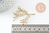 Pendentif branche feuille laiton laiton brut 48mm, x2 (G6584)