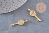 Pendentif breloque clef laiton doré et zircon 28.5mm, x1 (G4463)