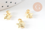 Pendentif breloque étoile zamac doré 11.5mm, x5 (G5593)