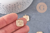 Pendentif carré lune protecteur chance en laiton zircon 18K 19mm, x1 (G10559)