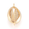 Pendentif cauri laiton doré 18K zircon blanc, sans nickel,pendentif coquillage doré,21mm, x1 (G4462)