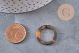 Pendentif cercle marron acétate, perle acétate,connecteur plastique,21.5mm, x2 ou x10 (G4802)