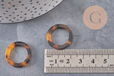 Pendentif cercle marron acétate, perle acétate,connecteur plastique,21.5mm, x2 ou x10 (G4802)
