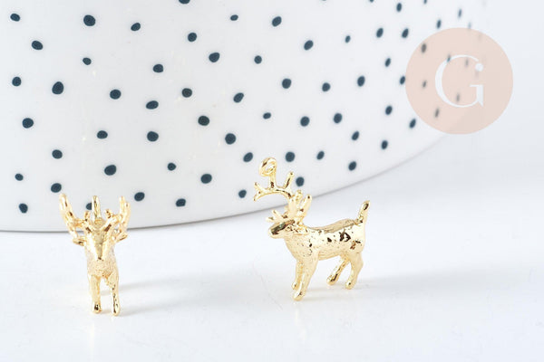 Pendentif cerf laiton doré 19mm, création de bijoux, pendentif cerf, pendentif laiton doré, laiton doré, 19mm x1 G8871