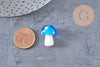Pendentif champignon en verre tchèque 19mm, x5 (G4585)