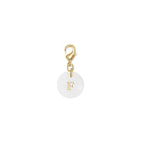 Pendentif charm initiale rond nacre blanche lettre, pendentif alphabet x1 (G9397)