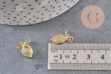Pendentif citron doré 18K zircons, 14mm, x1 (G4852)
