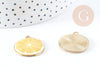 Pendentif citron émail jaune zamac doré 26mm, x1 (G8943)