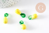 Pendentif citron jaune verre artisanal 19mm, x2 (G10317)