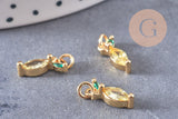 Pendentif citron laiton doré 18K zircon 12mm, x1 (G10283)