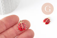 Pendentif coccinelle zamac émaillé 21,5mm pendentif animal, bijou coccinelle,création de bijou, x1 (G7116)