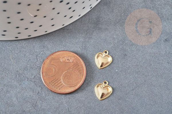 Pendentif coeur acier 304 inoxydable doré 10mm,x5 (G4914)