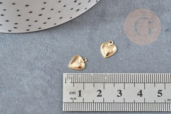 Pendentif coeur acier 304 inoxydable doré 10mm,x5 (G4914)