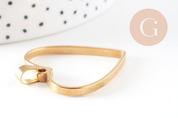 Pendentif coeur acier 304 inoxydable doré sans fond 33mm, x1 (G10793)