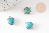 Pendentif coeur amazonite facettes, fournitures créatives, pendentif pierre, amazonite naturelle, pendentif coeur,17mm, Unité (G0350)