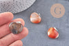 Pendentif coeur cornaline naturelle laiton argenté, pendentif pierre cornaline naturelle, bijoux en pierre naturelle, 23mm, x1 G5583