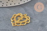 Pendentif coeur croix dentelé zamac doré 31mm, x1 (G11356)-Breloques et pendentifs-Gingerlily Perles