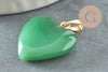 Pendentif coeur doré carats verre vert 22mm, pendentif amour doré cristal, création bijoux, x1 G5886