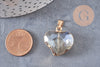 Pendentif coeur doré cristal transparent facettes,pendentif cristal, pendentif doré,création bijoux,20mm, x 2, G5044