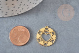 Pendentif coeur évidé acier 201 doré inoxydable 21mm, x1 (G4829)