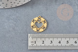 Pendentif coeur évidé acier 201 doré inoxydable 21mm, x1 (G4829)