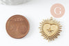 Pendentif coeur ex-voto acier 304 inoxydable doré 14K 14.5mm, x1 (G9580)