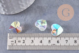 Pendentif cœur facetté en cristal transparent irisé 14mm, x10 (G10413)