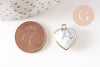 Pendentif coeur howlite facettes,pendentif bijoux, pendentif pierre, howlite naturelle, pendentif coeur,17mm, x1,G1428