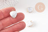 Pendentif coeur howlite facettes,pendentif bijoux, pendentif pierre, howlite naturelle, pendentif coeur,17mm, x1,G1428
