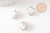 Pendentif coeur howlite facettes,pendentif bijoux, pendentif pierre, howlite naturelle, pendentif coeur,17mm, x1,G1428