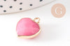 Pendentif coeur jade naturel rose facettes 17mm, x1 (G1791)