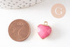Pendentif coeur jade naturel rose facettes 17mm, x1 (G1791)