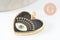Pendentif coeur laiton doré 18K émail noir 19mm, x1 (G5017)