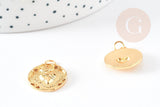 Pendentif coeur laiton doré 18K, pendentif d'amour création bijoux, 20mm , x2 G5530