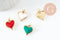 Pendentif coeur laiton doré 20K émaillé 14mm, x1 (G3570)