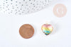 Pendentif coeur laiton doré cristal multicolore facettes 20mm,pendentif cristal, pendentif doré,création bijoux, x1 (G8487)