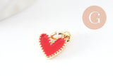 Pendentif coeur laiton doré émaillé,pendentif doré,coeur doré, pendentif laiton doré,9mm, x5 (G2409)