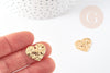 Pendentif coeur martelé laiton doré 18K, pendentif géométrique texturé création bijoux, 20x17mm, x2 G3302