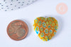 Pendentif cœur millefiori verre murano 27mm, x1 (G7143)