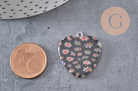 Pendentif cœur millefiori verre murano 27mm, x1 (G7143)