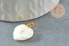 Pendentif coeur nacre blanche naturelle doré cristal 19mm, x1 (G1065)