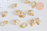 Pendentif coeur or rose cristal zircon,fournitures créatives, pendentif or rose,pendentif cristal, création bijoux,10mm, x 4 (G2919)