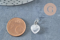 Pendentif coeur pierre naturelle laiton platine 10-12mm, x1 (G4129)