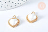 Pendentif cœur porcelaine strass blanc laiton doré 18K 23mm, perle porcelaine cœur pour fabrication bijoux, x1 G6973
