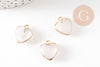 Pendentif coeur quartz naturel facette fer doré 17mm, x1 (G1811)