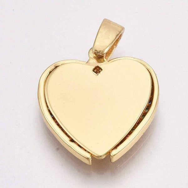 Pendentif coeur qui s'ouvre zircons coloré 16mm, x1 (G4744)