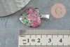 Pendentif coeur rubis zoisite naturel laiton platine 22mm, x1 (G2580)