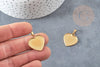 Pendentif coeur support cabochon acier inoxydable doré 21.5mm x1 (G4834)