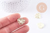 Pendentif coeur texturé zamac doré 17.5mm, x5 (G10698)